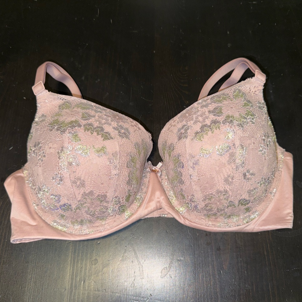 Victoria's Secret Floral Lace Bra - Pink and Silver